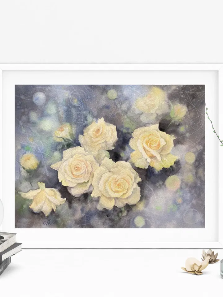 Roses Original Painting Flowers Watercolor Painting Floral Wall Art