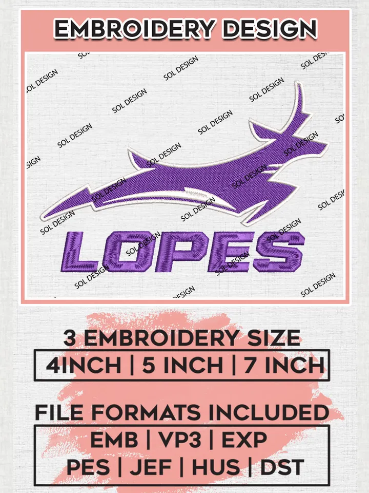 NCAA Lopes Football Team Logo Embroidery Design Files, NCAA Grand Canyon Lopes Machine Embroidery, NCAA Teams, Game Day, 3 sizes, NCAA Machine embroidery designs, Digital Download