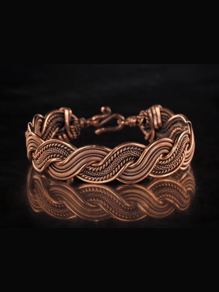 Woven copper wire bracelet Antique style handcrafted copper jewelry Unique gift