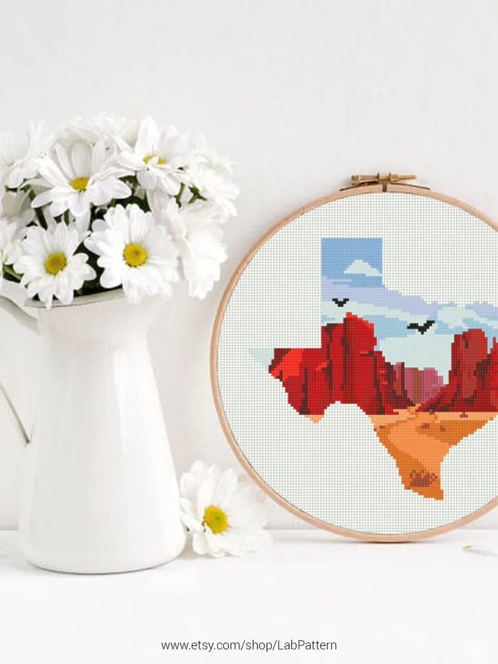 Texas State Silhouette Cross stitch pattern | Embroidery Pattern | Instant Download | Embroidery Designs