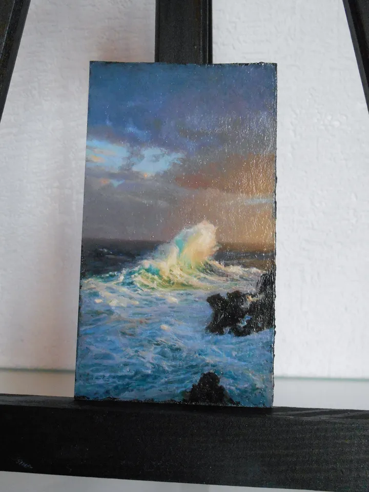 Sunset seascape miniature painting