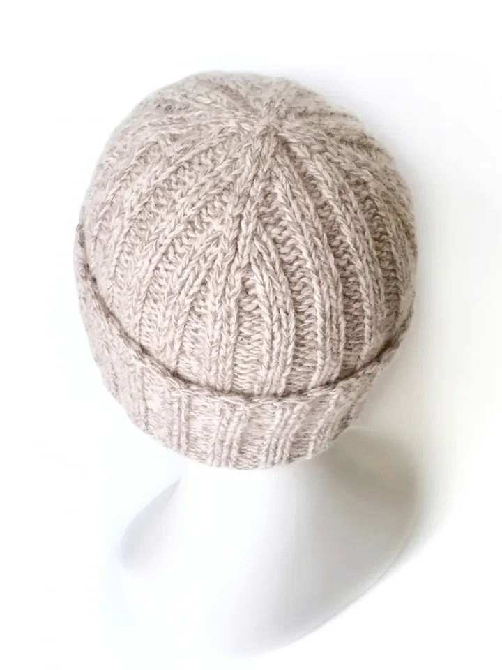 Hand-Knitted Warm Winter Cap, Handcrafted Italian Cashmere Men's Beanie: Seamless Luxury Knit with Cuff, Handmade Design. FREE SHIPPING!