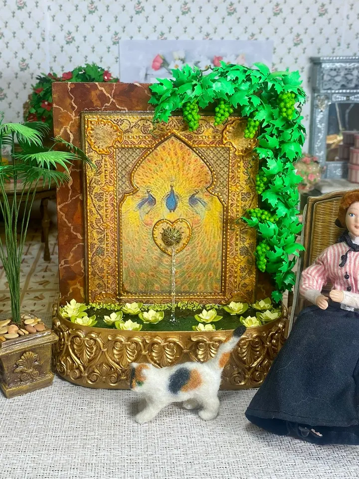 Fountain for doll. Fountain miniature. 1:12. Dollhouse miniature. Handmade. Decorative fountain