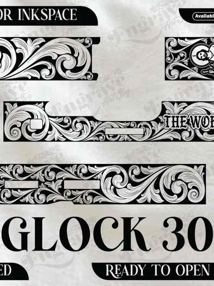 Glock 30 Scroll Design,lasercut,laserengraving,fiberlaser,engravingfiles,metalart