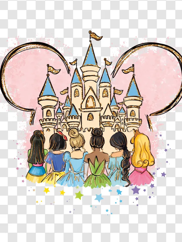 All princess Watercolor Princess PNG, Princess clipart png, Family vacation clipart, Family vacation png, Family trip, All princess design