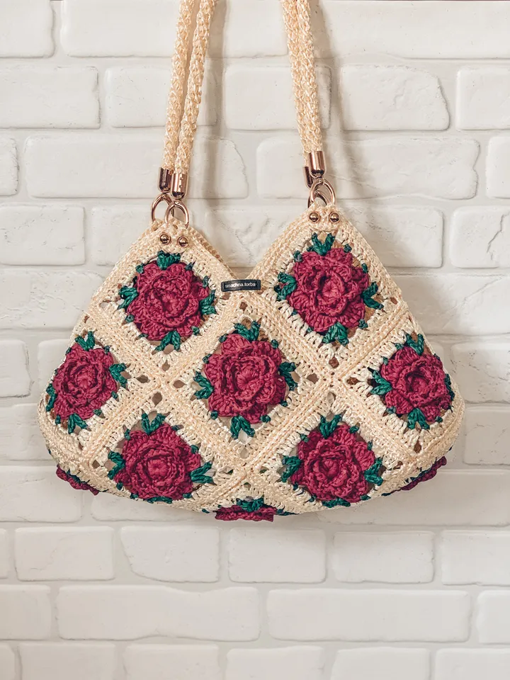 Granny square crochet bag pattern PDF and video tutorial, shoulder crossbody, hippie handbag, boho chic, digital instant download