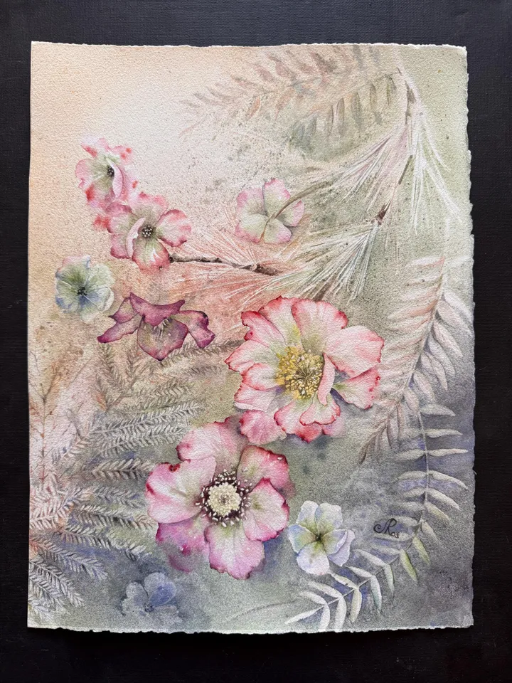 Wildflowers Original Painting Floral Watercolor Painting Neutral Beige Floral Art