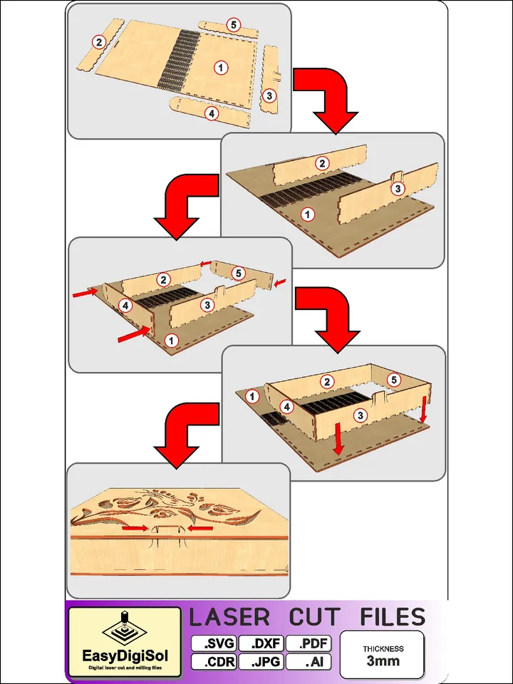 Wooden Box Gift for wedding Mother's Day Gift Laser Cut Files Glowforge SVG DXF