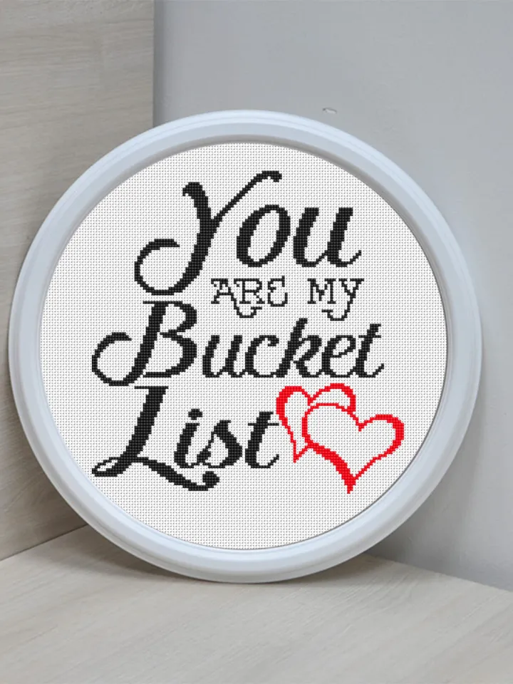 Love quote cross stitch pattern download PDF, Love lettering You are my bucket list cross stitch chart, Valentines day gift Easy stitch #V10