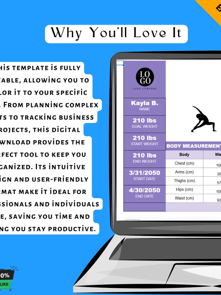 Body Measurement Tracker Template, Editable Google Sheets Digital Download, Fitness Progress Tracker, Easy-to-Use Workout Planner