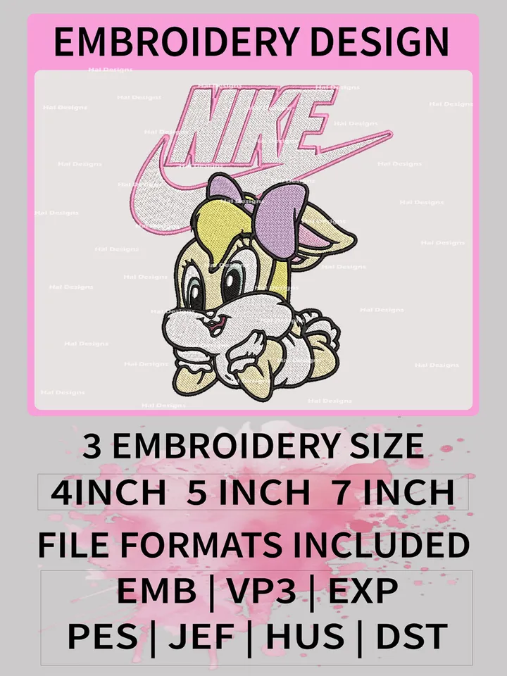 Lola Bunny Nike Embroidery Designs, Lola Bunny Machine Embroidery Patte, Logo Embroidery File.