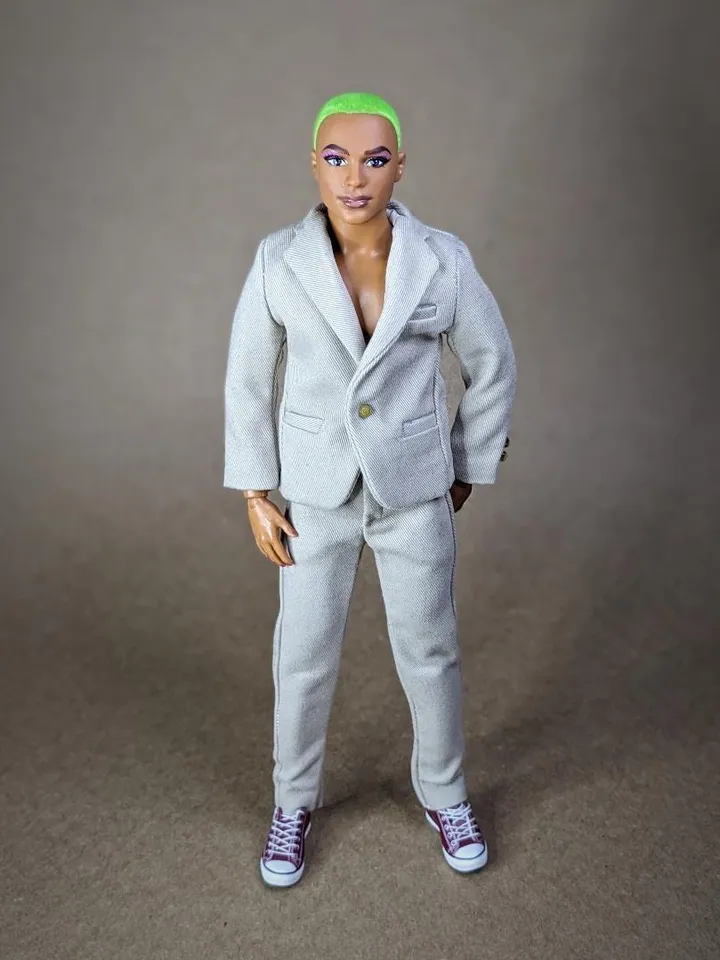Classic beige suit for 12-inch fashion male dolls
