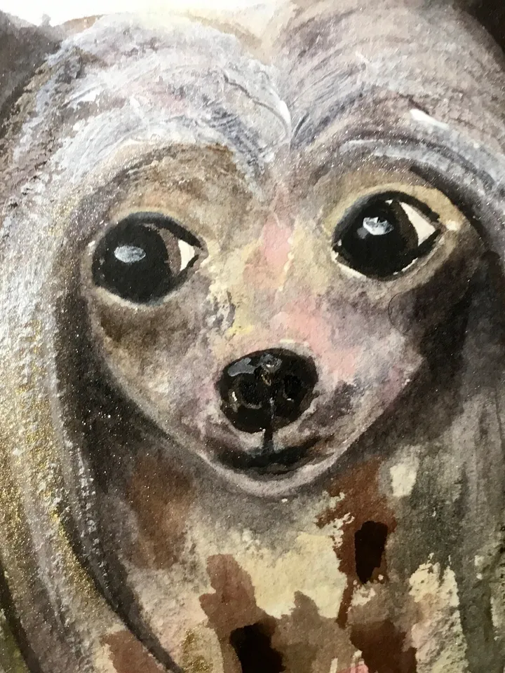 Chinese crested dog original watercolour painting,funny animals painting kids room wall art,dog lovers gifts.dogs painting wall decoration