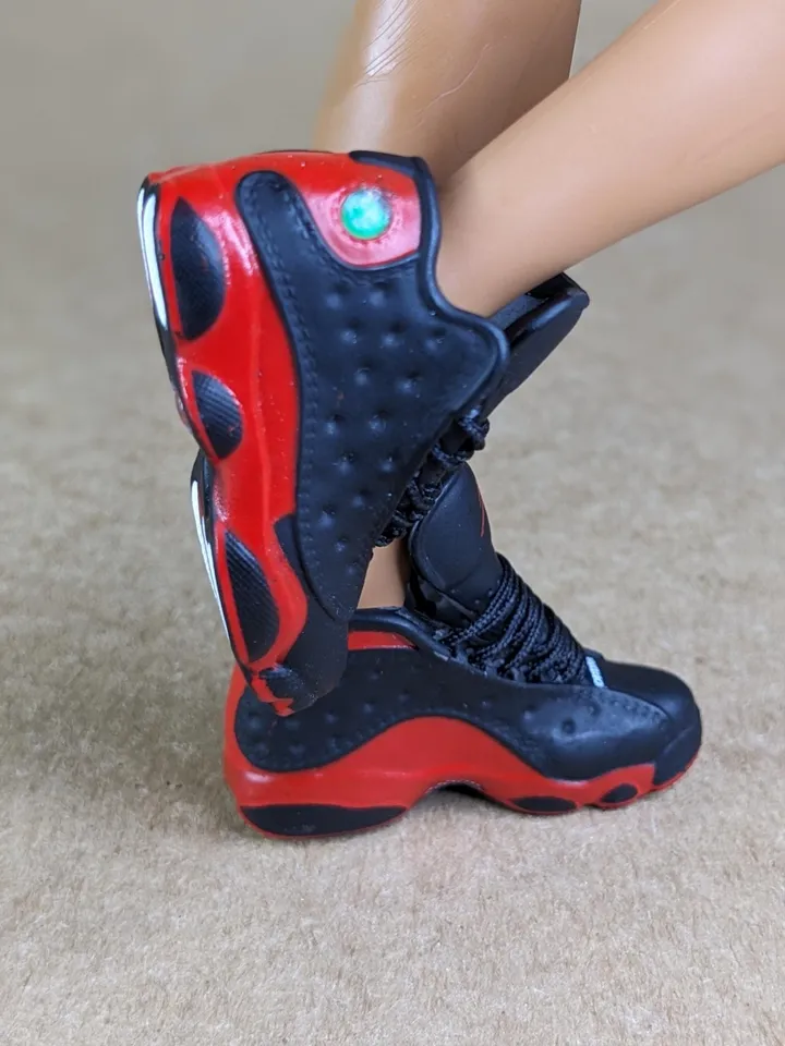 Premium black & red sneakers for 12 inch male dolls