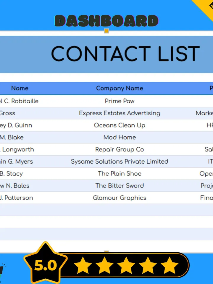 Contact List Template, Editable Google Sheets, Easy-to-Use, Digital Download for Business, Event Planners, Personal Use