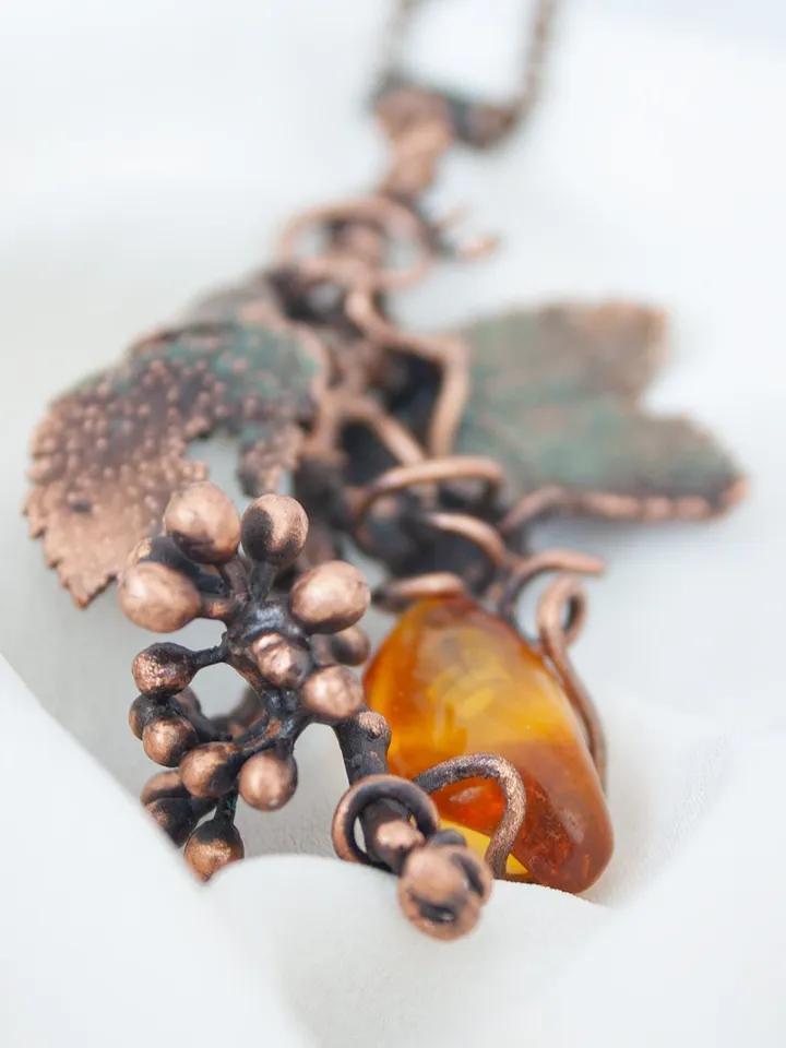 Copper handmade real leaf pendant, nature jewelry, original necklace, great gift for her, electroforming