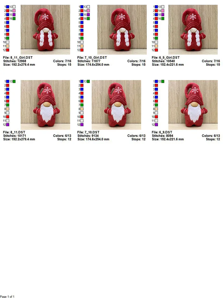 ITH Gnome Christmas toy soft stuffed in the Hoop Digital Design for Machine Embroidery