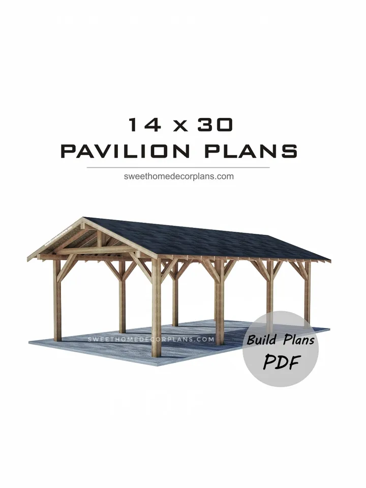 Diy 14 x 30 Gable Pavilion Plans pdf. Carport plans. Patio pavilion plans. Wooden outdoor gazebo plans. Backyard pergola plans for outdoor