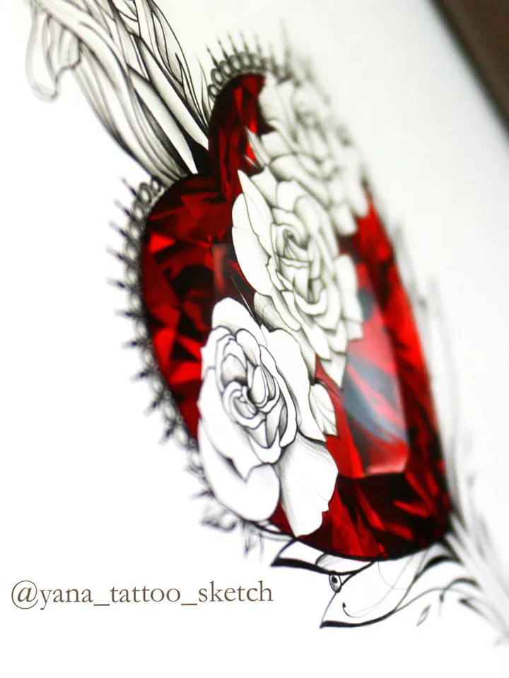 Sacred Heart Tattoo Design Sacred Heart Tattoo Idea Flash Sketch, Instant download JPG, PDF