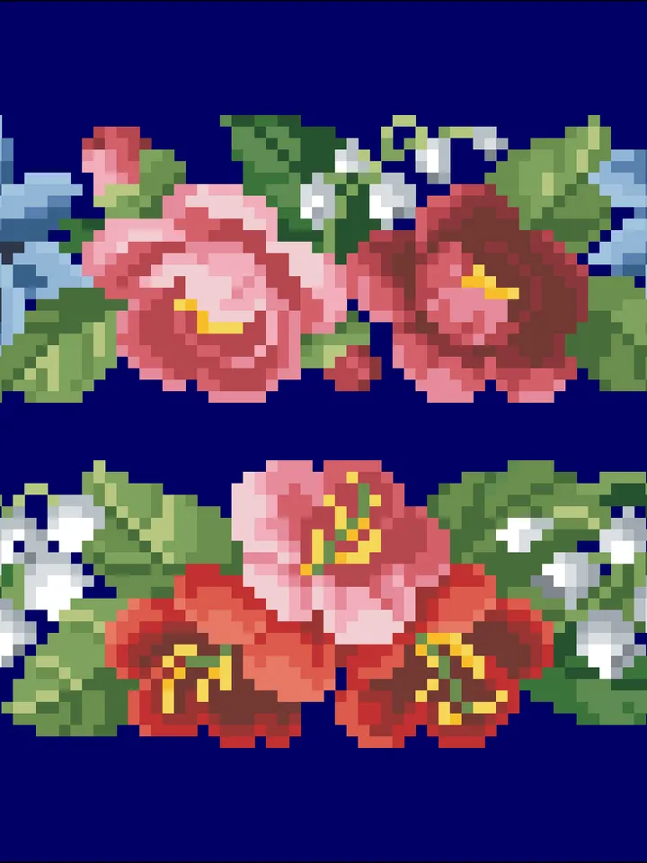 Antique Cross Stitch Pattern Two Flower Garlands Digital Download PDF