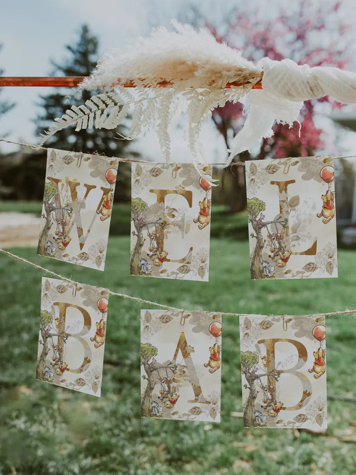 Welcome Baby Banner Winnie the Pooh Party; Winnie Pooh Baby Shower; Editable Welcome Banner; Baby Shower Party Decoration Pooh poom77