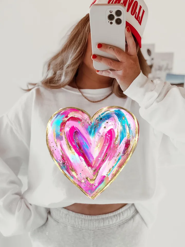 Valentines Day Heart Png, Brushstroke Valentines Png, Retro Valentine Png, Pink, Love Png, Girls Valentine Png, Valentine Shirt Design