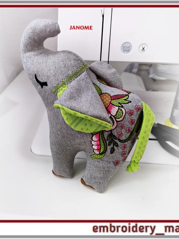 In The Hoop Elephant Doll toy with Floral Pattern Machine Embroidery Designs And Tutorial