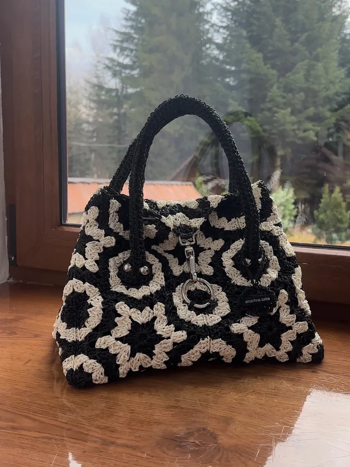 Crochet pattern granny hexagon bag PDF