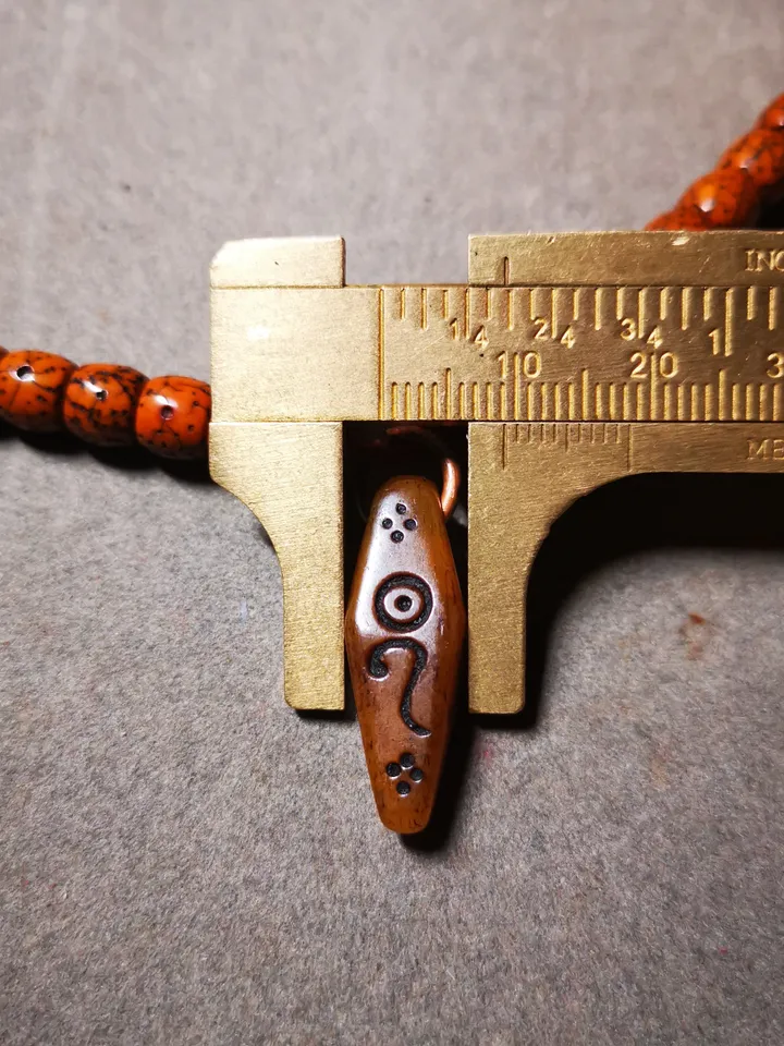 Gandhanra Tibetan Yak Bone Carved Amulet,Bead Counter Pendant,Mani Jewel Amulet for Mala,Prayer Beads