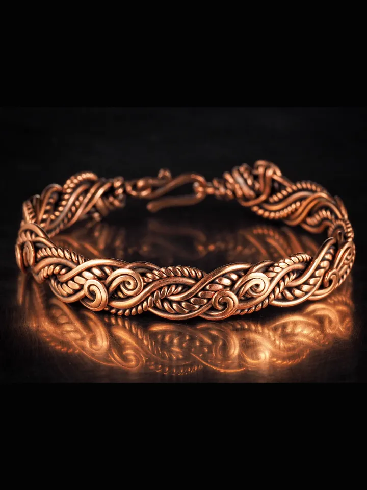 Wire wrapped copper bracelet for woman Antique style copper jewelry WireWrapArt
