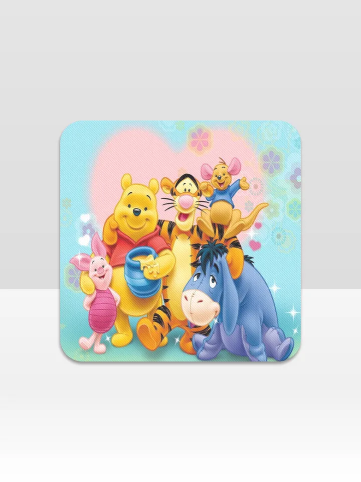 Winnie the Pooh Cup Coaster, Square Drink Coaster, Round Coffee Coaster