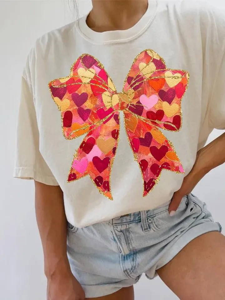 Valentine Day Heart Bow Brushstroke png, Valentine png, Valentines day Png, xoxo png, valentine png designs, Coquette Valentine Png Trendy