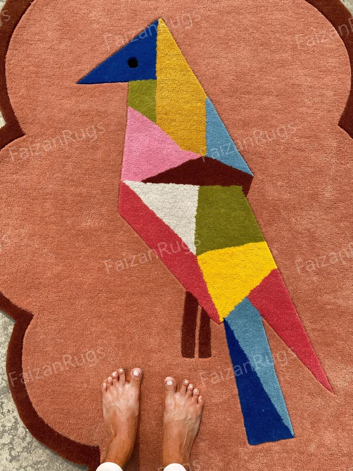 8x10 Bird Rugs | Kids Rugs | Hand Tufted Multi Color Ultra Soft Rug 100% Wool For Living Room, Bed Room, Available In Any Size 10x14,10x12,9x12