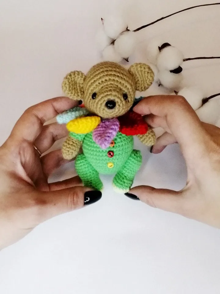 PDF Crochet Pattern Teddy Flower Bear, Small Toy Pattern, Amigurumi, Animal Pattern, Amigurumi bear pattern, cute Teddy bear pattern