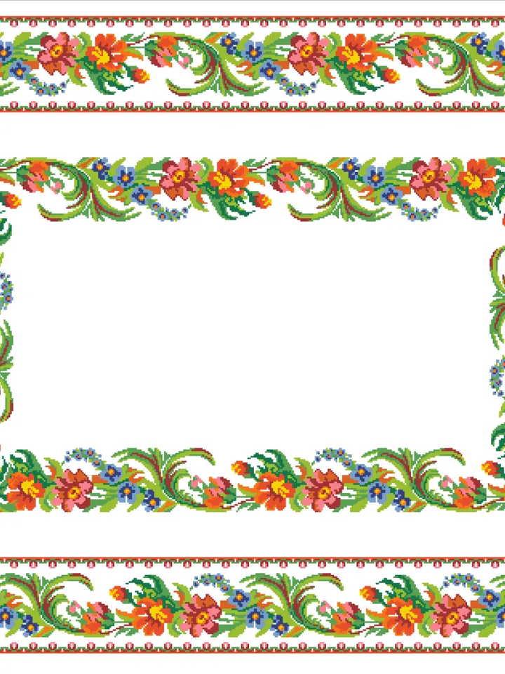 Antique Cross Stitch Pattern Tablecloth with Flowers Counted Digital Download PDF