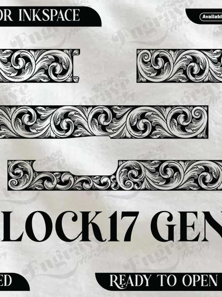 Glock 17 Gen 04 Scroll Design,lasercut,laserengraving,fiberlaser,engravingfiles,metalart