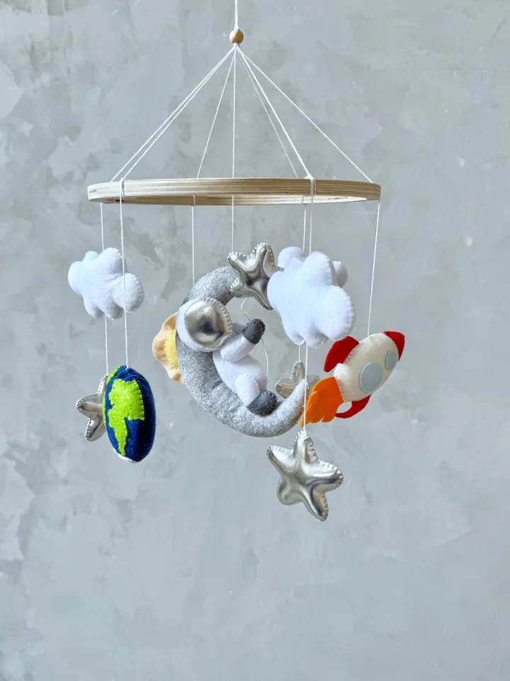 Space mobile baby boy Astronaut rocket space journey crib mobile