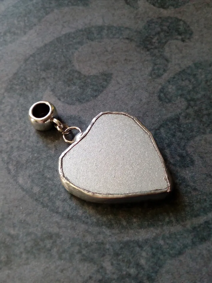 Mirror heart necklace, valentines, Stained glass, tiffany, Valentine's day, Tin soldered mirror, st Valentine heart