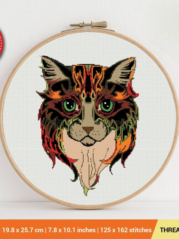 Cat Cross stitch pattern | Embroidery Pattern | Instant Download | Embroidery Designs