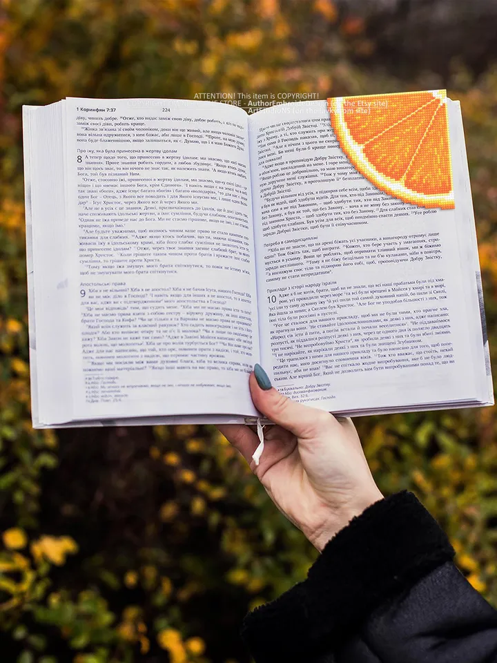 Corner bookmark cross stitch pattern PDF download Orange cross stitch chart, Orange Fruit bookmark corner digital PDF, Vegetable food #B246