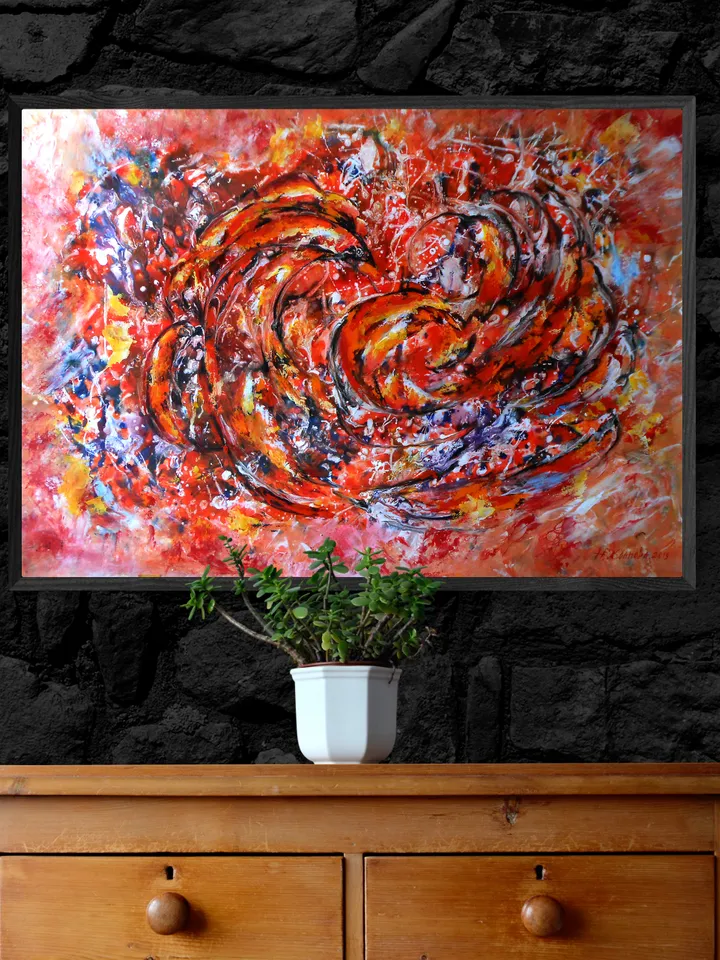 Abstract bird painting original wall art