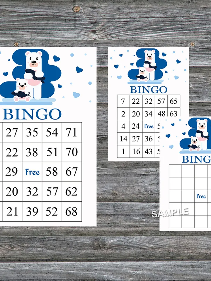 Polar bear bingo cards,Winter animals bingo game,Polar bear printable bingo cards,60 Bingo Cards,INSTANT DOWNLOAD--280