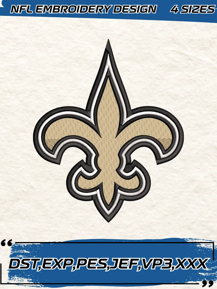 New Orleans Saints Logo Embroidery Design,NFL Logo Embroidery Design,Machine Embroidery Design File,4 Sizes, Digital Download