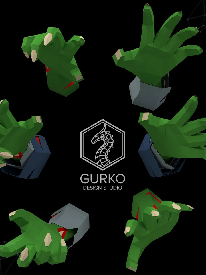Zombie Hands Papercraft, Digital Template, PDF Download, Gurko, 3D Low Poly, Pepakura, DIY Origami Sculpture, Paper Decor, DIY Gift