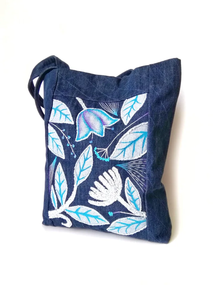 Handmade Denim Tote Bags for Women: Large Boho Unique Embroidered Bags - Perfect for Everyday Use and Special Occasion. FREE SHIPPING!