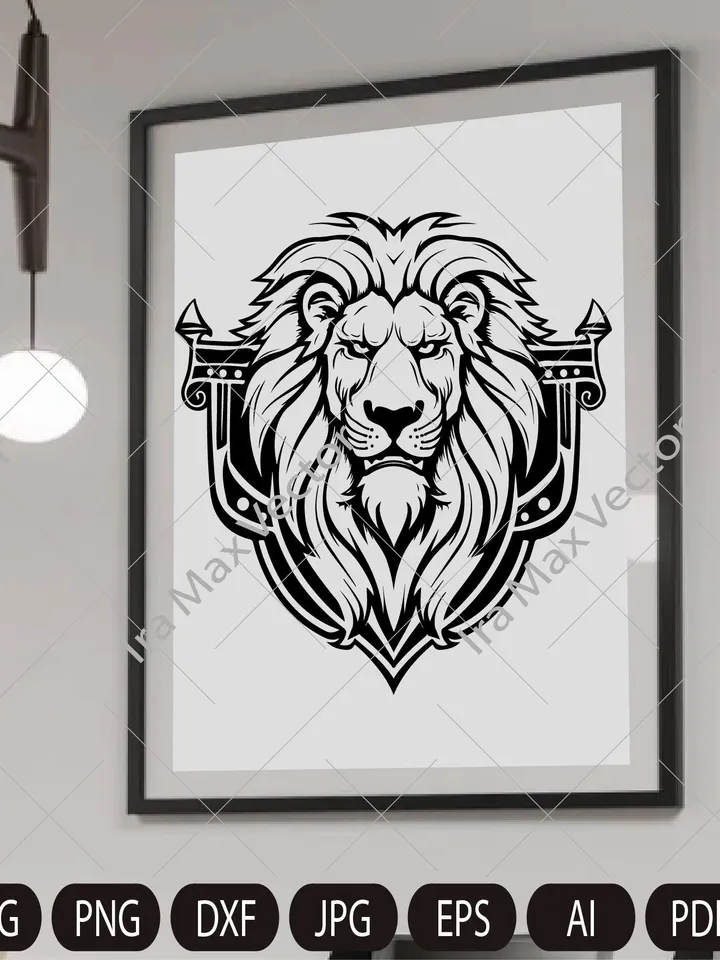 Lion Face svg / Lion Head svg / Lion heraldic/ Lion svg / Lion King svg/ Lions Mascot svg / Leo svg / Lion Head /Lion Printable/ Lion logo
