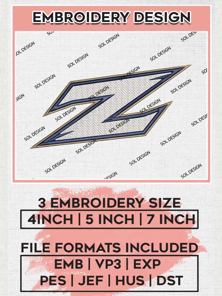 Akron Zips College Football Team Logo embroidery designs, NCAA Akron Zips Logo Machine embroidery designs, NCAA Team Logo embroidery designs, NCAA Game Day Machine embroidery designs, Digital Download