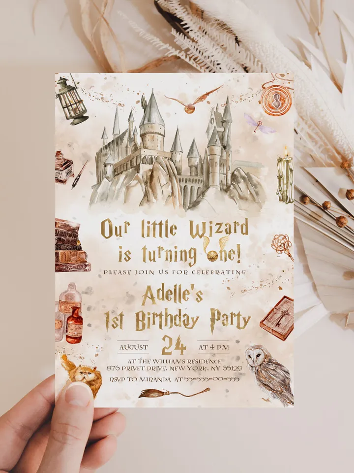 The Chosen One Invitation; Wizard Birthday Party; Magic School 1st Birthday Invitation Template; Editable Wizarding World Invitation; W7