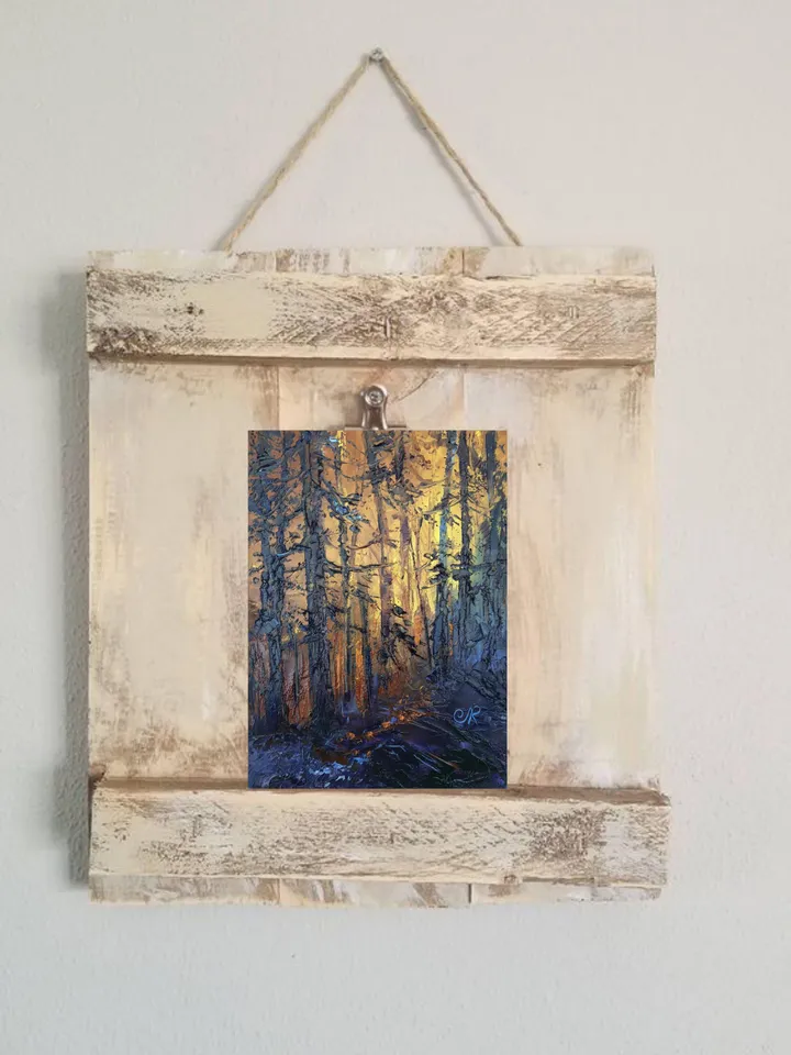 Original Landscape Forest Oil Painting Sunset Wall Art