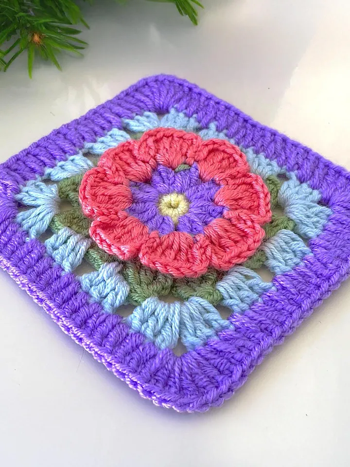 3D Granny Square Crochet Pattern for Baby Blanket & Pillow | Easy Crochet Square DIY Pattern for Beginners
